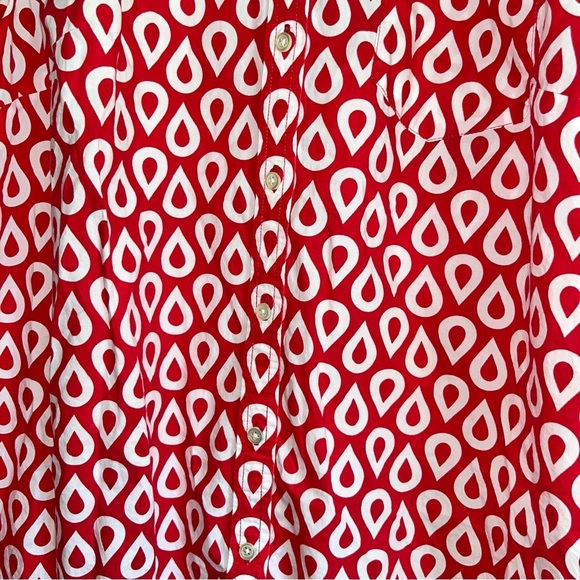 Talbots Red Geometric Cotton Button Down - Picture 2 of 5